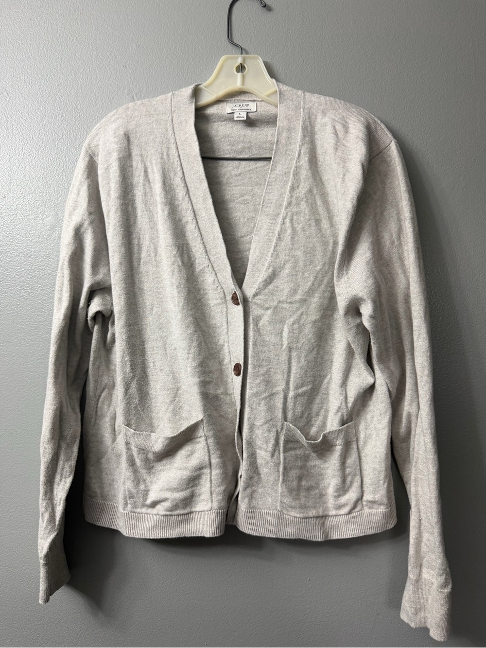 J. Crew Women's Light cream V-Neck Cardigan Sweater